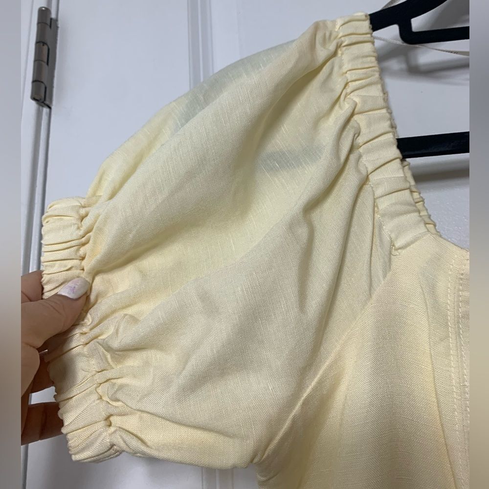 NWT Forever 21 Yellow Button Down Short Sleeved Midi Dress with slit size M - Picture 8 of 16